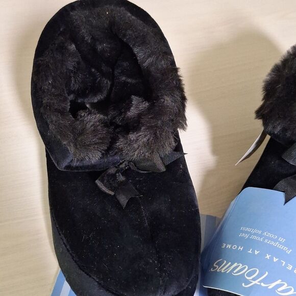 🎁Dearfoams Black Ankle Bootie Slippers - Unworn Women's Size 6.5-7.5 - Picture 5 of 7